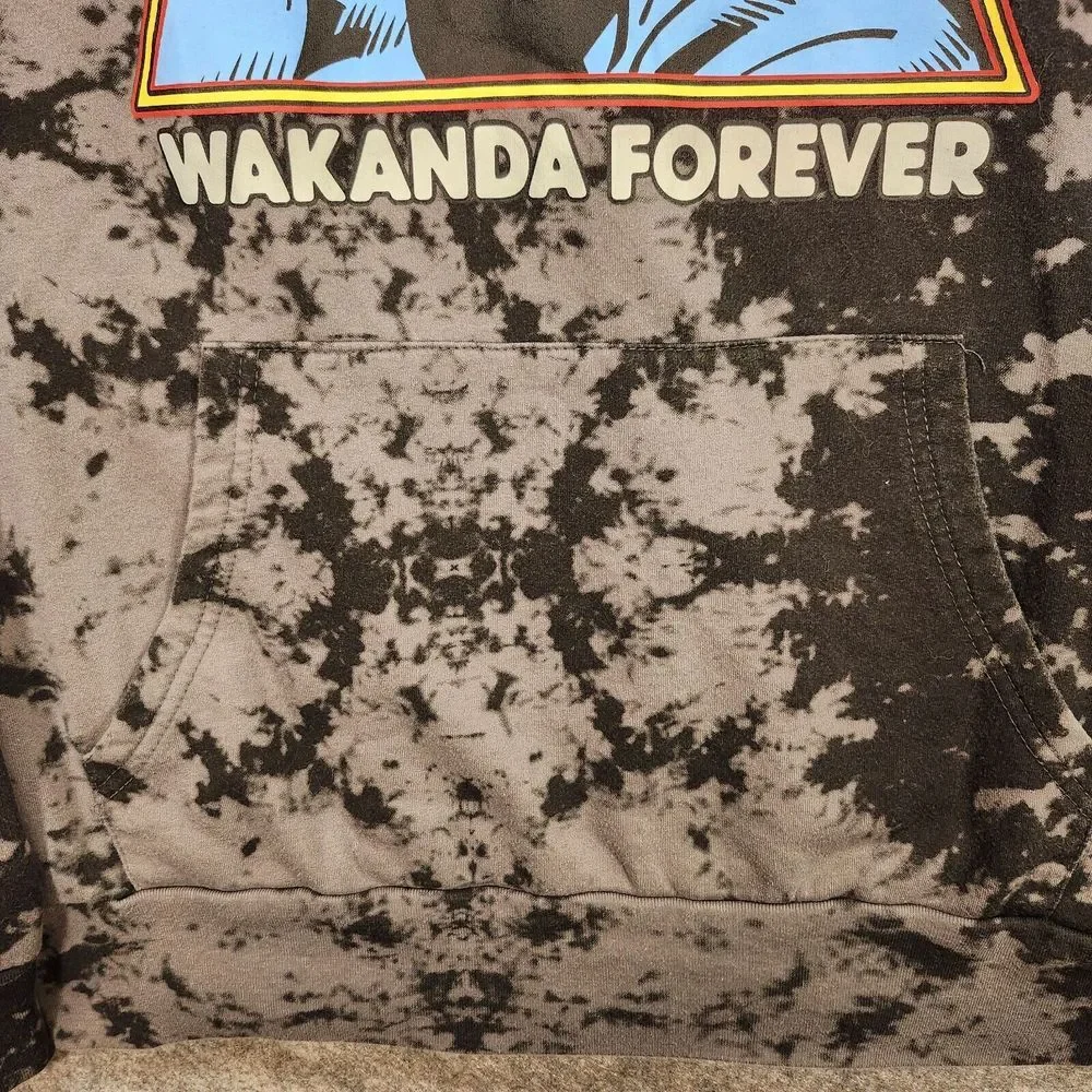 Black Panther Wakanda Forever Hoodie Men Large Black Gray‎ Graphic Camo Marvel